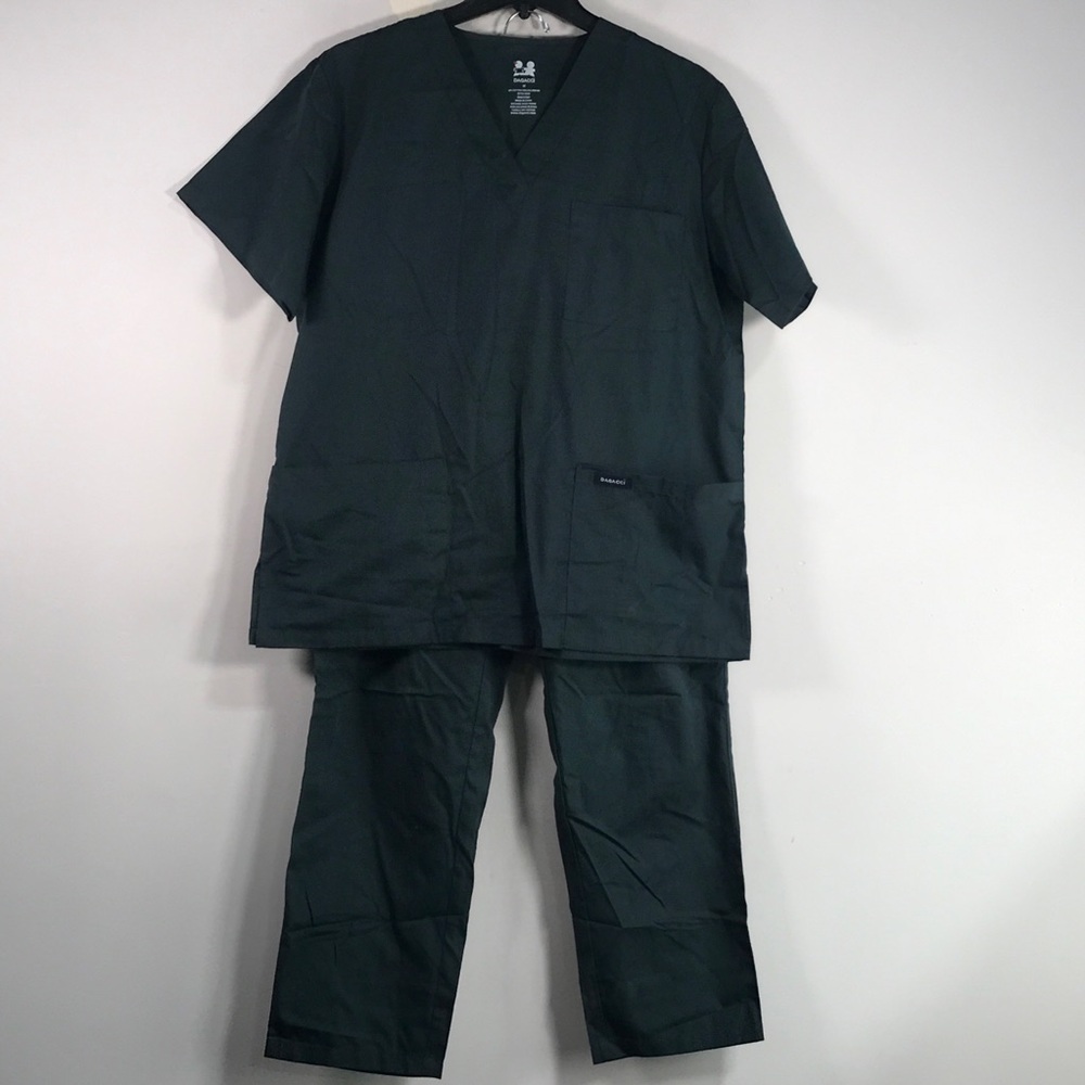 Dagacci 2 Piece Scrub Set, Unisex Adult's Size M - Dark Green
